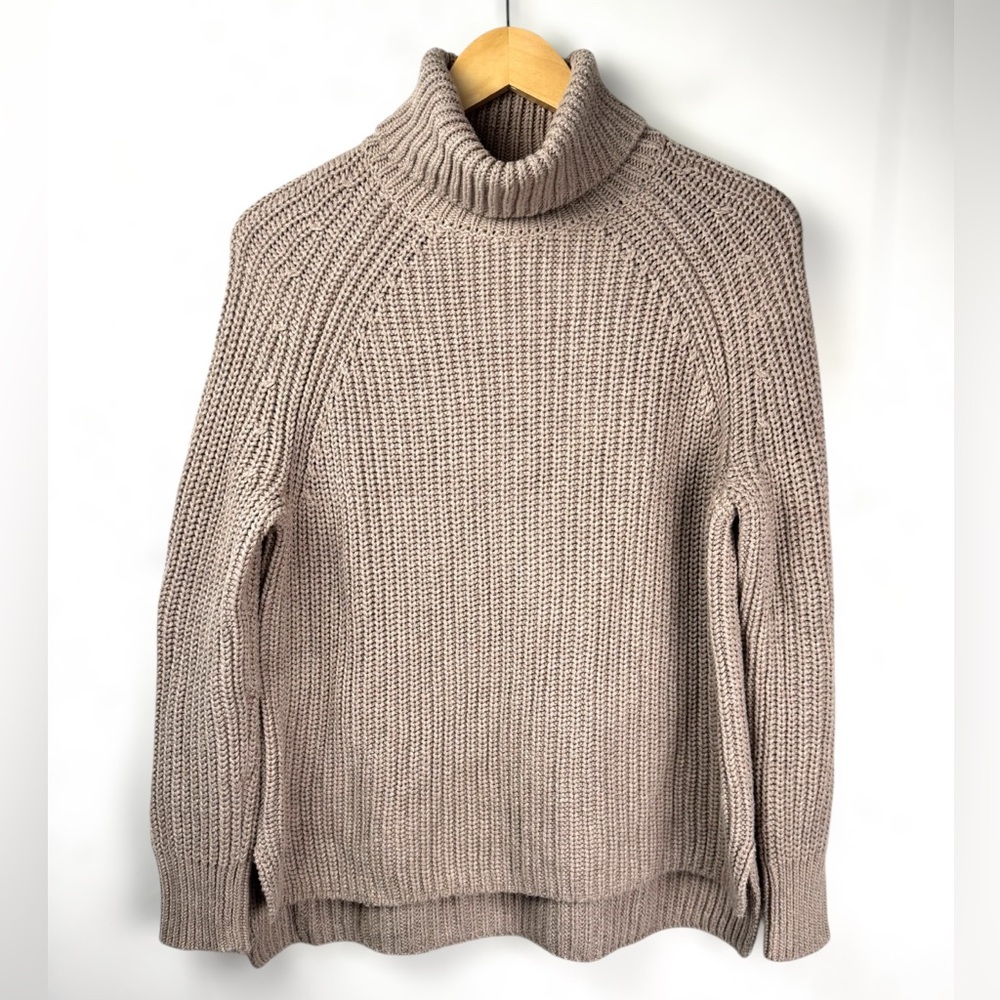525 America Women’s STELLA SHAKER STITCH Chunky Knit TURTLENECK SWEATER Cotton S
